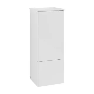 Villeroy und Boch Antao Mittelschrank L44000GF mit Beleuchtung, 1 Tür, 414 x 1039 x 356 mm, Front ohne Struktur, Glossy White Lacquer / Glossy White Lacquer