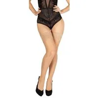 BANANALU Halterlose Strümpfe XS bis 4XL Spitzenbund 9 cm Blumenmuster sexy Overknee strümpfe (1-Paar)