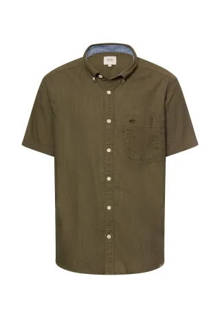camel active - Kurzarmhemd mit Kontrastdetails deep olive - Gr. - L