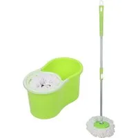JEOBEST Wischmopp Wischmopp Komplett Set mit Eimer, 2 Mikrofaser-Moppkopf, 360° Kardangelenk, längenverstellbar (80-110cm)