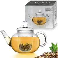 Creano Teekanne Teekanne 0,8 Liter mit Glassieb und Glasdeckel, 0.8 l, (1-er Set), 1x Glasteekanne mit Glassieb