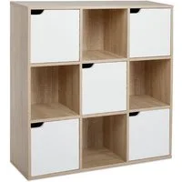 Mondeer Bücherregal Bücherschrank, Aufbewahrungsregal, 9 Fächer mit 5 Türen, Moderner Stil