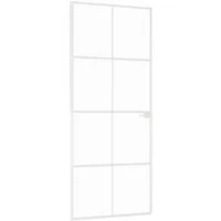 vidaXL Haustür Innentür Weiß 83x201,5 cm Hartglas & Aluminium Schlank (1-St)