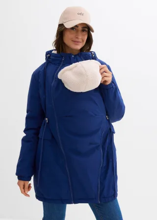 bonprix Kuschelig gefütterte Umstands-und Tragejacke, blau, Gr.40, Wasserabweisender Parka für die Schwangerschaft und danach