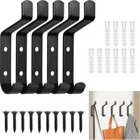Refined Living Garderobenhaken 5/10 Stück, kleiderhaken zum Schrauben, Handtuchhaken, Wandhaken (Türhaken Badezimmer, Kleiderhaken Metall, Huthaken Vintage, Wandhaken Metall Schwarz, Huthaken, Wandhaken für Garderobe, Jackenhaken, 5 St., Haken für Ba