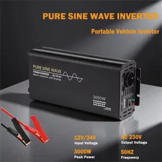 Pure Sine Wave Inverter 1000W / 3000W DC 12V 24V 48V to AC 220-240V 50Hz Portable Vehicle Inverters