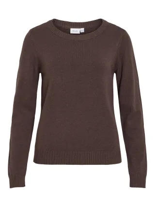 VILA - VIRIL O-NECK L/S KNIT TOP - NOOS Coffee Bean - Gr. - XS