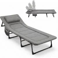 Sekey Faltbett Verstellbar Gästebett Campingbett Klappbar mit Matratze und Kissen 193 x 70 cm Campingliege bis 150 kg, mit verstellbarer Rückenlehne