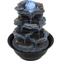 COSTWAY Zimmerbrunnen, Wasserbecken BxT: 21.5x21.5 cm, Tischbrunnen mit rollender Kugel, LED Beleuchtung