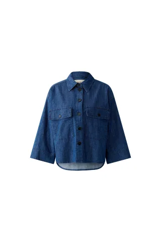 Oui - Jeansjacke elastischer Baumwolldenim blue denim - Gr. - 34