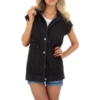 Ital-Design Jeansjacke Damen Freizeit Wickel Jeansstoff Jeansjacke in Schwarz