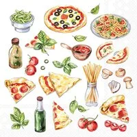 Ambiente Luxury Paper Products Papierserviette, Servietten Papier 33x33cm 3-lagig Pizza & Pasta Italia Motiv 20 Stk.