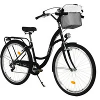 Milord Cityrad Milord Komfort City Fahrrad mit Korb Retro Damenfahrrad, 28/26 Zoll, 7 Gang, (Fahrradständer, Gepäckträger, Klingel, Korb, Kotflügel), Schwarz, 7-Gang