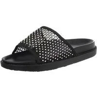 Ital-Design Stylische Sommer-Sandalen mit schimmerndem Design für Damen Pantolette (89542817) Flach Pantoletten in Schwarz