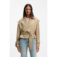 BOSS ORANGE Kurzjacke Jophelia Premium Damenmode aus softem Materialmix, mit Bindegürtel