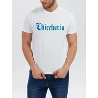 Chiccheria Brand T-Shirt Logo Fraktur Designed in Los Angeles, weiß