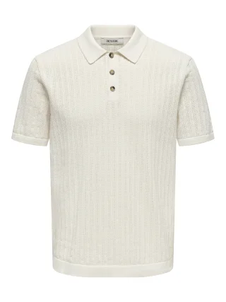 ONLY&SONS - ONSMOON REG 12 SS POLO KNIT NOOS Egret - Gr. - M