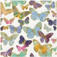 HOME FASHION Papierserviette 20 Servietten Golden Butterflies 33x33cm, (20 St)