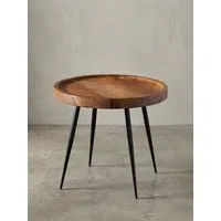 KADIMA DESIGN Beistelltisch Beistelltisch 46x40x46 cm Holz Metall Couchtisch Sofatisch Industrial, Industrial Style, Holztisch Metallbeine, Dekotisch Dunkles Massivholz