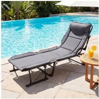 COSTWAY Gartenliege, 3 in 1 Klappbett mit Auflage, Kopfstütze, verstellbar