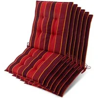 Beautissu Sitzauflage 6er Set Sun-NL Niederlehner Auflage 105x50x8cm Rot-Gestreift, 8cm dick, rutschfest & robust – Befestigungsbänder, UV-Lichtechtheit 5
