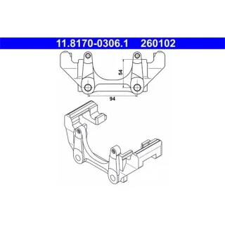 ATE Halter f?r Bremssattel Audi Seat Skoda VW 11.8170-0306.1