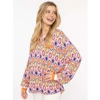 Zwillingsherz Blusenshirt "Ornament" langärmlig, V-Neck, Ornament-Print, sportive Bündchen