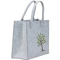 Mel-O-Design Shopper Handliche Einkaufstasche Filztasche mit Lebensbaum Motiv (Freizeittasche aus Filz - Tragetasche, H/B/T 28x35x14 cm), Einkaufshopper
