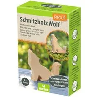 Moses. Verlag Tierfigur Wolf, Schnitzholz zum Schnitzen, inkl. 1 Schleifschwamm, für Kinder