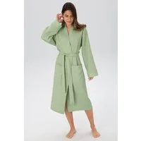 OTTO home Unisex-Bademantel Vanessa, ideal für Sauna & Spa, Hotelbademantel, Morgenmantel, Langform, Baumwolle, Kimono-Kragen, Gürtel, Taschen, Damen & Herren, Waffelpiqué, sehr leichte Qualität, S-3XL