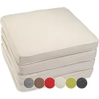 sunnypillow Stuhlkissen 4er Set Stuhlkissen wasserdicht UV-lichtecht BALI, 4er Set 40x40x5cm Ecru
