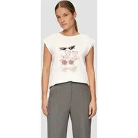 s.Oliver Kurzarmshirt T-Shirt T-Shirt mit Print und Schmucksteinen