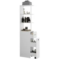Puluomis Badkommode Badezimmschrank mit Schubladen, Hochschrank schmal (weiß/schwarz)