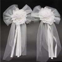 FELIXLEO Dekohänger Autoschmuck Hochzeit Schleifen Weiß Spitzenblume Vintage (4 St)