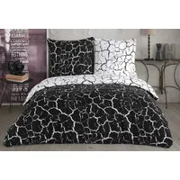 Buymax Bettwäsche Mercer, Bettgarnitur, Bettbezug Set, Renforce: 100% Baumwolle, 3 teilig, 200x200 cm, mit Reißverschluss, Muster Marmor, Schwarz, Weiß