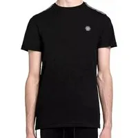 Philip Plein T-Shirt Main Line Logo Tape mit Streifen Tapes auf den Schultern, Hexagon-Logo, zweinadelige Nahtdetails
