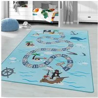 Ayyildiz Teppiche Kinderteppich PLAY 2908, rechteckig, Höhe: 6 mm, robuster Kurzflor,Pirat, Zahlen Spiele Teppich,Kinderzimmer
