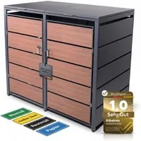 Albatros International Mülltonnenbox Mülltonnenbox 2er Holzdekor, 120L bis 240L, für Zwei Tonnen