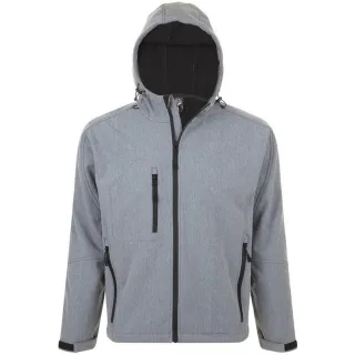 SOLS Mens Replay Hooded Soft Shell Jacket (atmungsaktiv, winddicht und wasserabweisend) (Grey Marl)