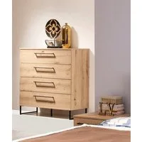 Home affaire Kommode Sardinia, Sideboard mit 4 Schubkästen, B/T/H: 91x92,5x42cm, mit 4 Schubladen, mit trendigen schwarzen Griffen und Metallfüße