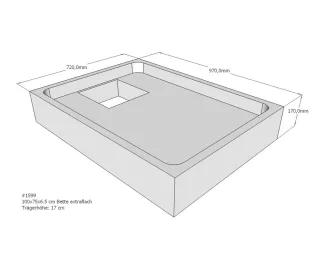 Neuesbad Wannenträger für Bette extraflach 100x75x6,5 SD21087