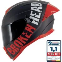 Broken Head Motorradhelm BeProud Pro Sport Rot (Mit Schwarzem Visier), Mit Sonnenblende