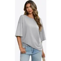 Imily Bela T-Shirt Damen Lässige Oberteile mit Rundhalsausschnitt (Packung, 1-tlg., 1per-Pack) einfarbig