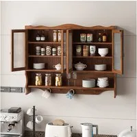 HAUSS SPOLE Hängeschrank 90cm Küchenschrank Badzimmerschrank mit Hakenleistenbereich,Braun