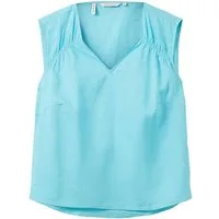 TOM TAILOR Shirttop Ärmellose V-Ausschnitt aus Leinen BLUSENTOP linen mix blouse top