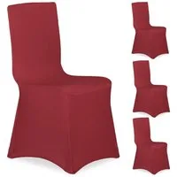 relaxdays Stuhlhusse 4er Set, Dunkelrot