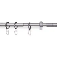 Bestlivings Gardinenstange mit dekorativen Endstücken 120-220 cm, Ø 16 mm, 1-läufig, ausziehbar, Wandträger, verschraubt, Metall, inkl. Ringe mit Faltlegehaken und Befestigungsmaterial