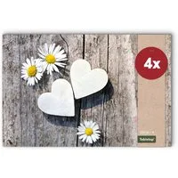 matches21 HOME & HOBBY Platzset Abwaschbare Tischsets 4er Set Landhaus-Stil Blumen & Holz-Optik, (4-St), Platzsets als Tisch-Untersetzer und Tisch-Deko für Esstisch Teller