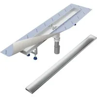 Aquabad® Duschrinne SDS Pro Edelstahl Duschablauf, Haarsieb, Viega-Siphon, Komplett-Set, 1-St., Blende: Befliesbar