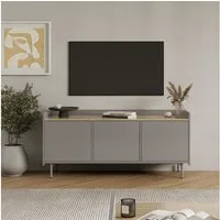 Vicco Lowboard Velina, Grau/Eiche, 140 x 63 cm mit 3 Türen (1 St)